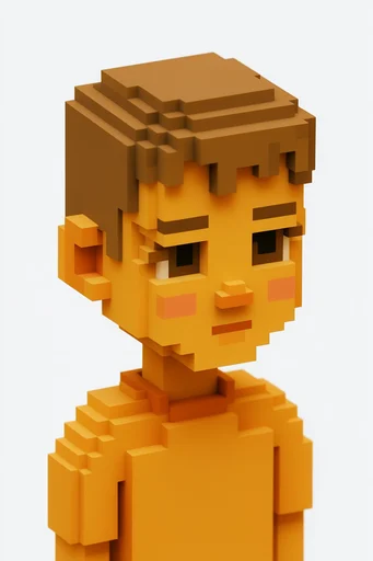 Glossy Isometric Voxel style reference image — low-poly cubic aesthetic
