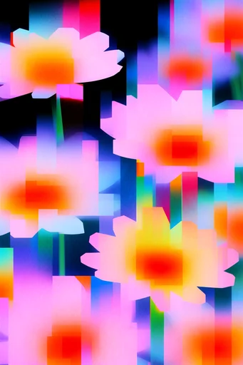 Neon Glitch Risography style reference image — retro-futuristic collage