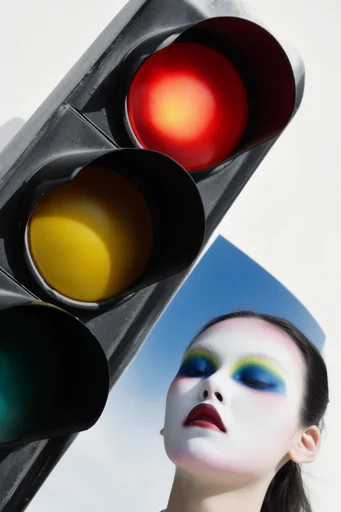 Crimson Surrealist Editorial style reference image — avant-garde makeup
