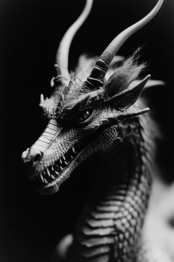 Dramatic Chiaroscuro Monochrome style reference image — pitch-black background