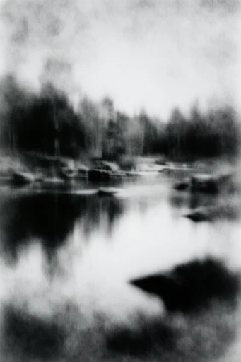 Ethereal Monochrome Noir style reference image — heavy tactile film grain