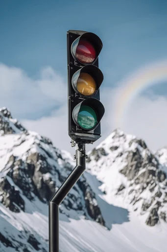 Alpine Distortion Tech style reference image — reflective ski goggles