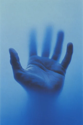 Spectral Blue Noir style reference image — heavy analog film grain