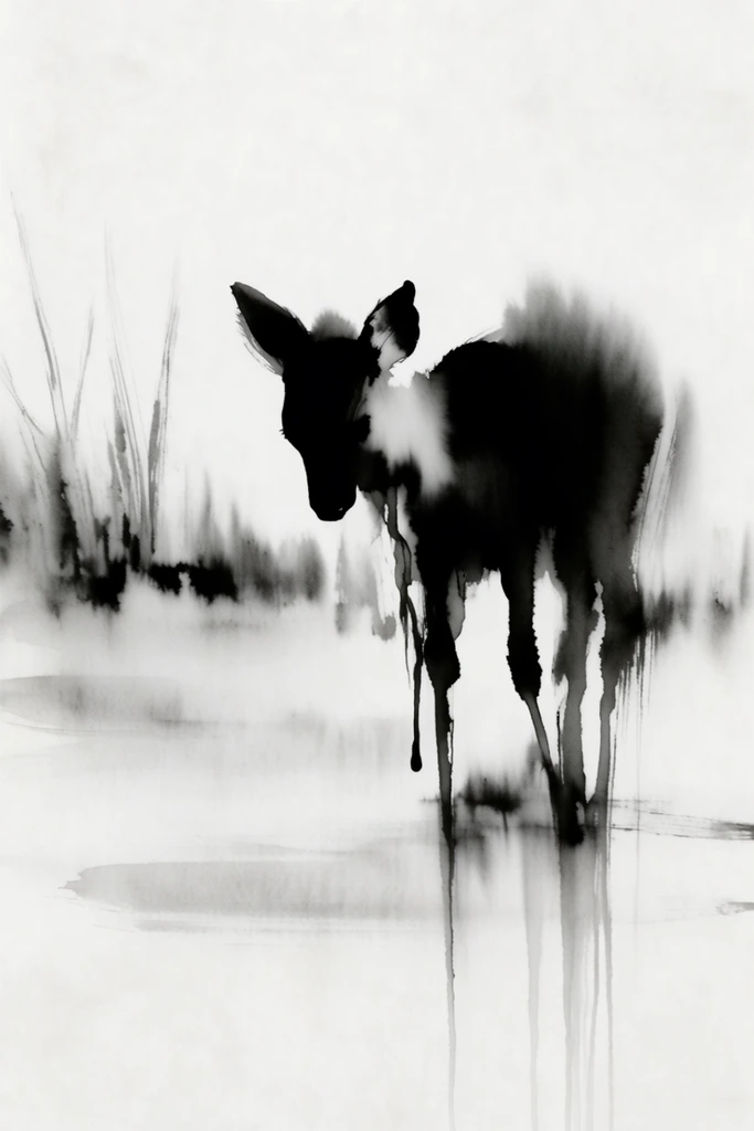 Ethereal Ink Minimalism style AI image example 3