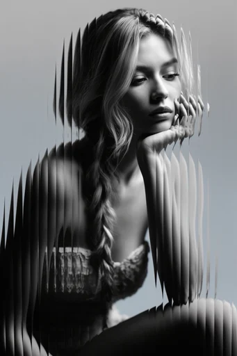 Fragmented Monochrome Surrealism style reference image — minimalist composition