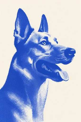 Tactile Risograph Duotone style reference image — retro printmaking