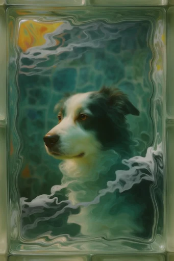 Refractive Emerald Surrealism style reference image — translucent glossy finish