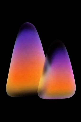 Luminous Chromatic Minimalism style reference image — translucent 3D render
