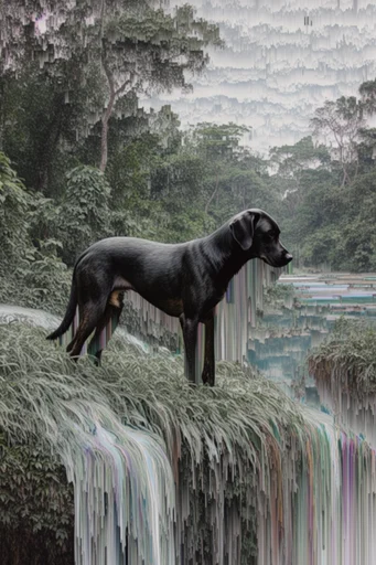Surreal Digital Erosion style reference image — linear distortion