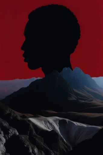 Crimson Noir Minimalism style reference image — high-contrast silhouette