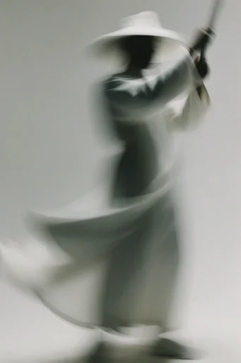 Kinetic Ghost Minimalism style reference image — minimalist studio setting