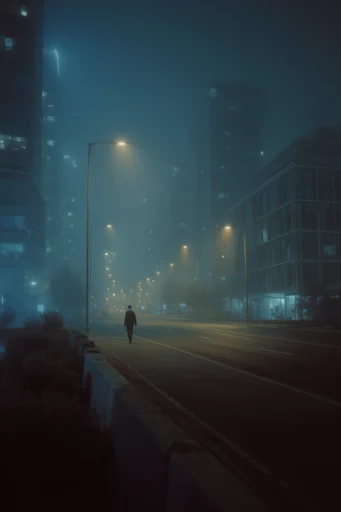 Cinematic Dystopian Brutalism style reference image — urban isolation