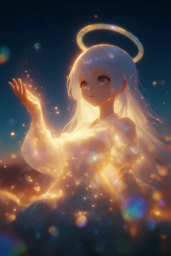 Luminous Celestial Fantasy style reference image — glowing crystalline elements