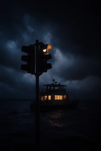 Melancholic Coastal Nocturne style reference image — moody indigo atmosphere