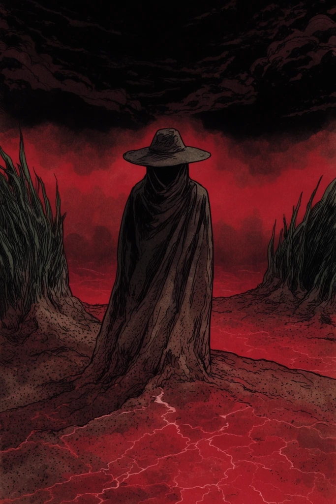 Gritty Graphic Macabre style AI image example 2