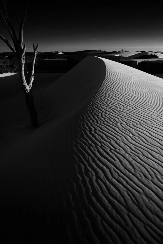Monochromatic Structural Noir style AI image example 2