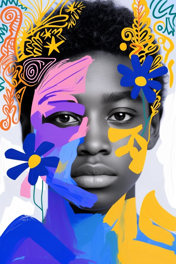 Graphic Pop Collage style AI image example 1