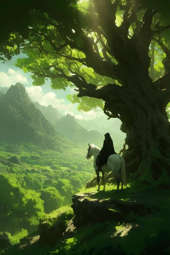 Mythic Overgrown Romanticism style reference image — monumental overgrown ruins
