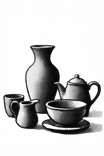 Graphic Halftone Minimalism style reference image — high-contrast graphic illustration