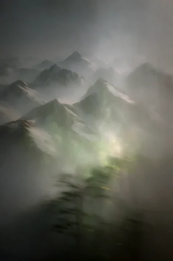 Ethereal Obscured Minimalism style reference image — frosted glass texture