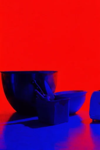 High-Contrast Fauvist Glitch style reference image — cobalt blue and crimson red