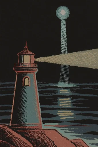 Nocturnal Risograph Mysticism style reference image — minimalist chiaroscuro
