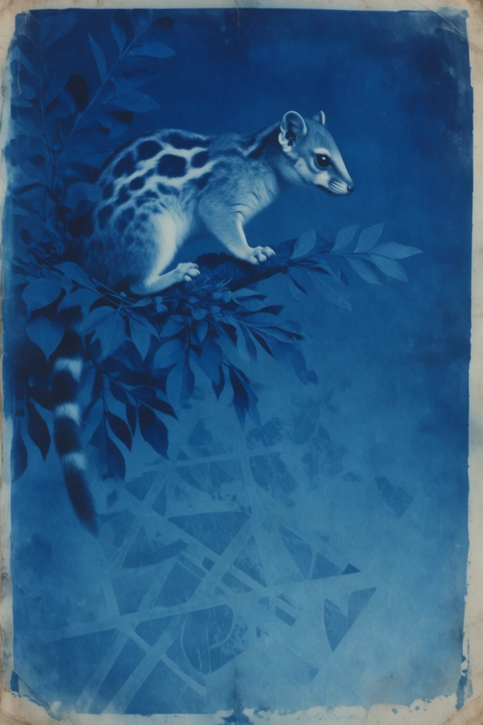 Archival Cyanotype Glitch style AI image example 3