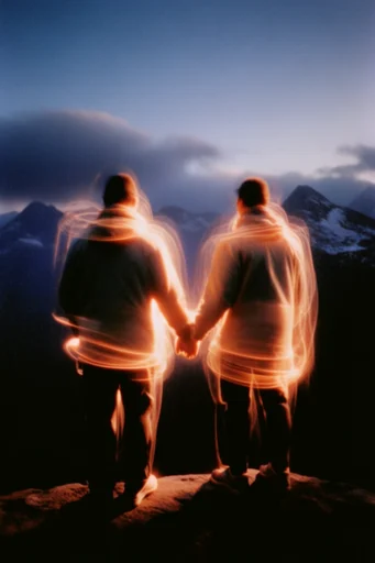 Kinetic Thermal Luminescence style reference image — long exposure light trails