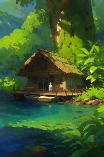 Luminous Solarpunk Sanctuary style reference image — dappled sunlight