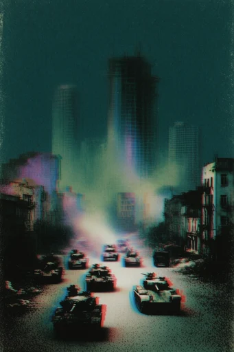 Distorted Analog Noir style reference image — distorted analog signal