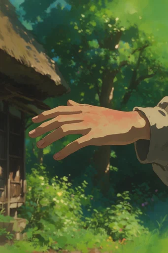 Nostalgic Ghibli Summer style reference image — painterly anime background