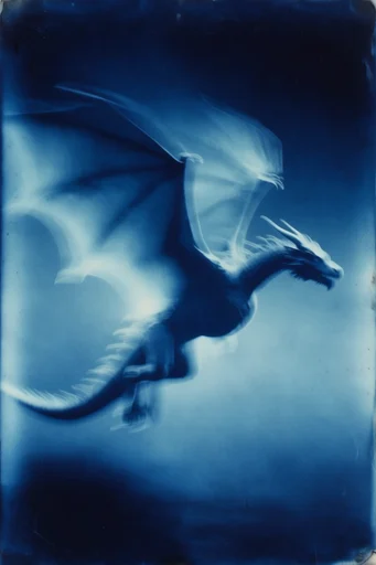 Spectral Indigo Cyanotype style reference image — antique cyanotype print