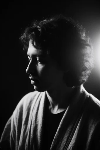 Cinematic Chiaroscuro Noir style reference image — heavy film grain