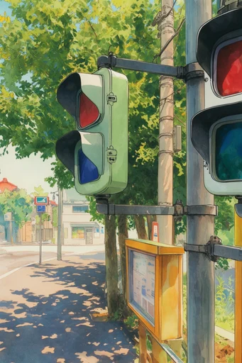 Luminous Nostalgic Anime style reference image — watercolor and colored pencil texture