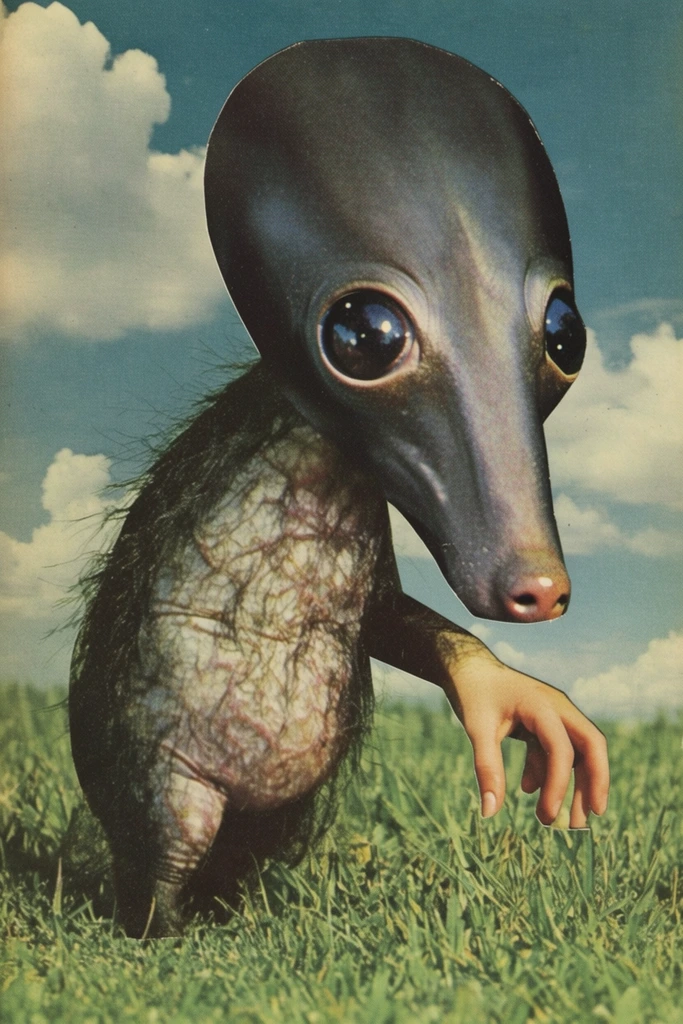 Vintage Cosmic Surrealism style AI image example 3