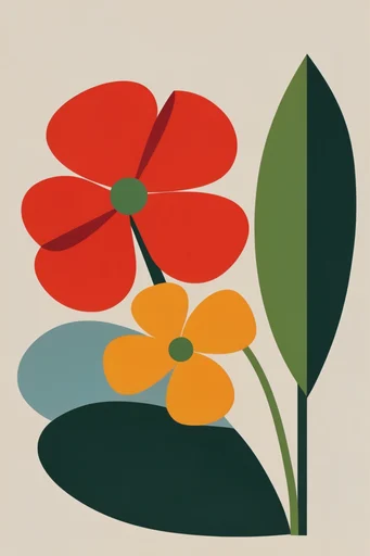 Modernist Paper Cutout style reference image — clean hard edges