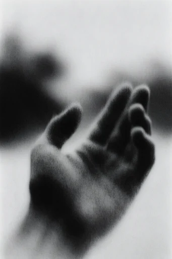 Ethereal Monochrome Noir style reference image — heavy film grain