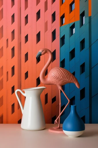 Luminous Geometric Brutalism style reference image — geometric grid facade