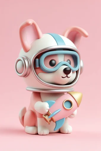 Dreamy Pastel Futurism style reference image — designer toy aesthetic