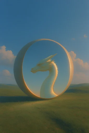 Reflective Surrealist Landscapes style reference image — high-fidelity 3D render