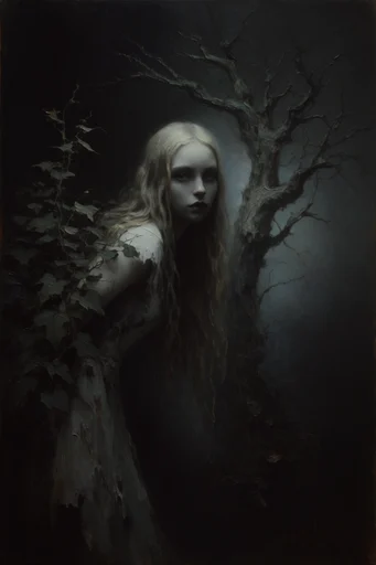 Nocturnal Gothic Tonalism style reference image — atmospheric sfumato