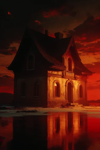 Apocalyptic Gothic Sublime style reference image — obsidian and crimson palette