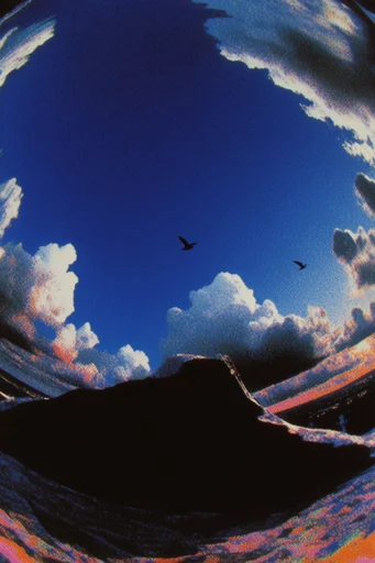 Surreal Retro-Futurist Distortion style reference image — fisheye lens distortion