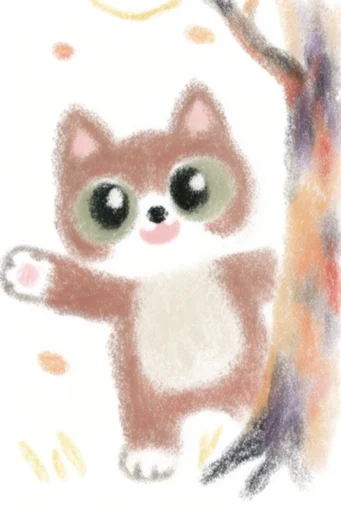 Whimsical Crayon Narrative style reference image — minimalist white background