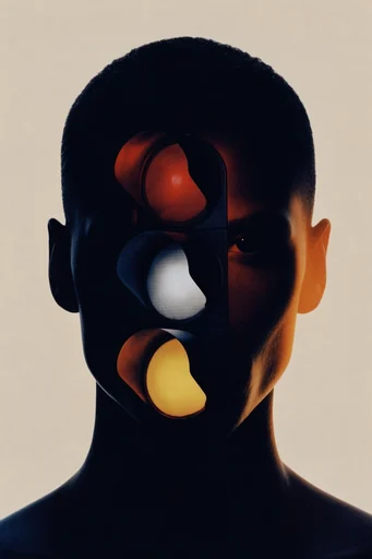 Cinematic Noir Surrealism style reference image — heavy analog film grain