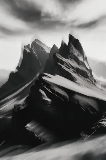 Ethereal Kinetic Minimalism style reference image — high-contrast monochrome