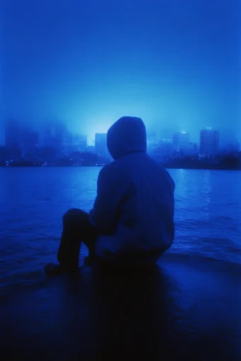 Monochromatic Cobalt Dreamcore moodboard — generate AI images in this style