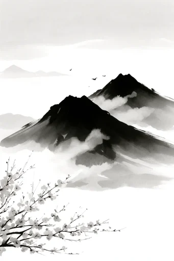 Minimalist Sumi-e Essence style reference image — sumi-e ink wash