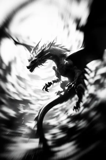 Monochrome Kinetic Vertigo style reference image — long-exposure noir