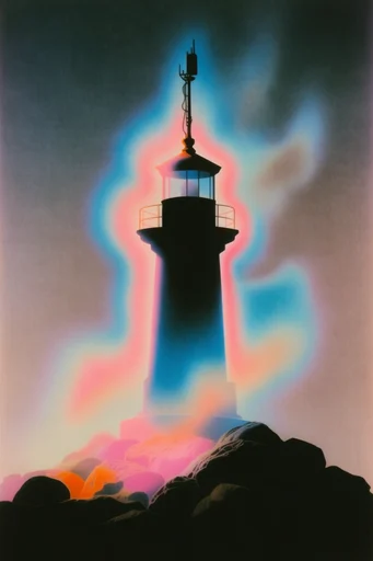 Neon Aura Surrealism style reference image — stark black silhouette
